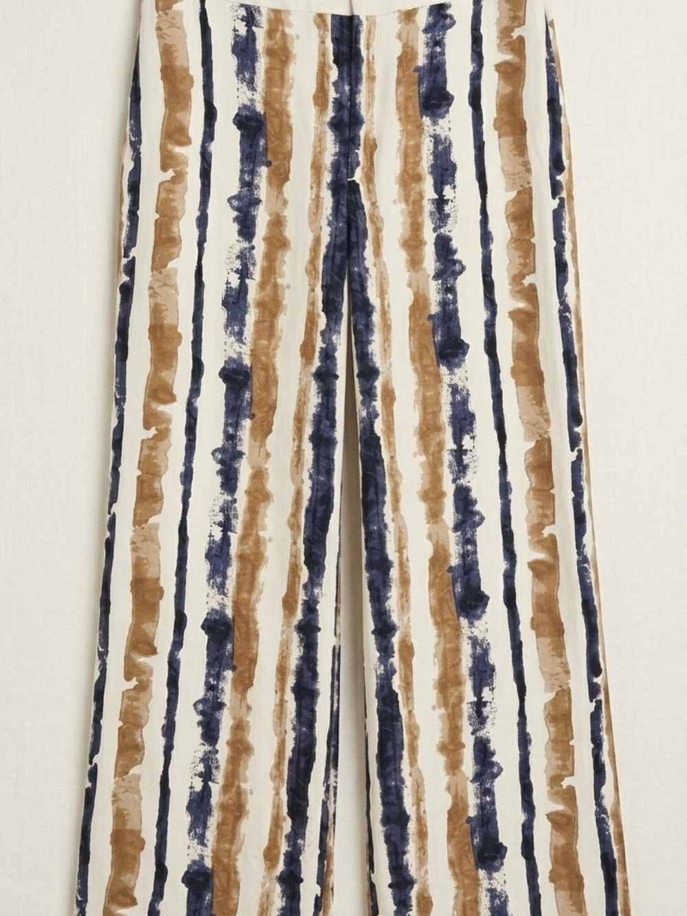 ​Ann Taylor Factory Wide Leg Linen-Blend Style Striped Pants Size 10 Art Deco - Picture 2 of 15